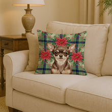 Load image into Gallery viewer, Chocolate Chihuahua Christmas PoinsettIas Throw Pillow