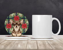 Load image into Gallery viewer, Chocolate Chihuahua Christmas PoinsettIas Large Sandstone Coasters Pack of 4