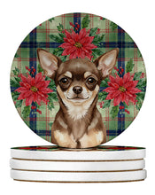Load image into Gallery viewer, Chocolate Chihuahua Christmas PoinsettIas Large Sandstone Coasters Pack of 4