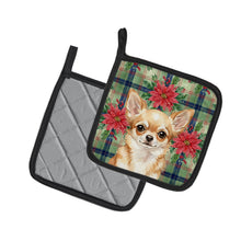 Load image into Gallery viewer, Fawn Chihuahua Christmas PoinsettIas Pair of Pot Holders