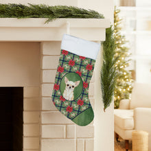 Load image into Gallery viewer, Cream Chihuahua Christmas PoinsettIas Holiday Stocking