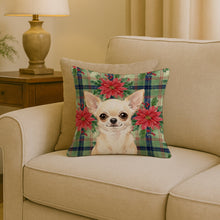 Load image into Gallery viewer, Cream Chihuahua Christmas PoinsettIas Throw Pillow