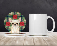 Load image into Gallery viewer, Cream Chihuahua Christmas PoinsettIas Large Sandstone Coasters Pack of 4