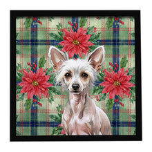 Load image into Gallery viewer, Hairless Chinese Crested Christmas PoinsettIas Framed Metal Print