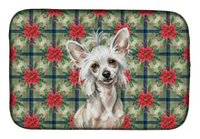 Load image into Gallery viewer, Hairless Mottled Pattern Chinese Crested Christmas PoinsettIas Dish Drying Mat
