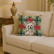 Load image into Gallery viewer, Hairless Mottled Pattern Chinese Crested Christmas PoinsettIas Throw Pillow