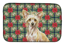 Load image into Gallery viewer, Hairless Palomino Chinese Crested Christmas PoinsettIas Dish Drying Mat