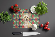 Load image into Gallery viewer, Hairless Palomino Chinese Crested Christmas PoinsettIas Glass Cutting Board