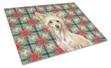 Load image into Gallery viewer, Hairless Palomino Chinese Crested Christmas PoinsettIas Glass Cutting Board