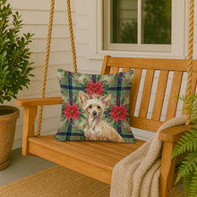 Load image into Gallery viewer, Hairless Palomino Chinese Crested Christmas PoinsettIas Throw Pillow