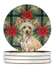 Load image into Gallery viewer, Hairless Palomino Chinese Crested Christmas PoinsettIas Large Sandstone Coasters Pack of 4