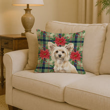 Load image into Gallery viewer, Powderpuff Chinese Crested Christmas PoinsettIas Throw Pillow