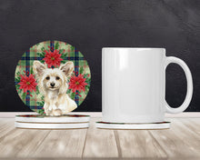 Load image into Gallery viewer, Powderpuff Chinese Crested Christmas PoinsettIas Large Sandstone Coasters Pack of 4
