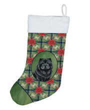 Load image into Gallery viewer, Black Chow Chow Christmas PoinsettIas Holiday Stocking