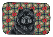 Load image into Gallery viewer, Black Chow Chow Christmas PoinsettIas Dish Drying Mat