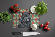 Load image into Gallery viewer, Black Chow Chow Christmas PoinsettIas Glass Cutting Board