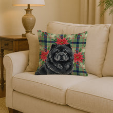 Load image into Gallery viewer, Black Chow Chow Christmas PoinsettIas Throw Pillow