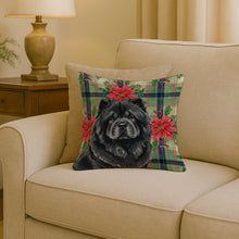 Load image into Gallery viewer, Black Chow Chow Christmas PoinsettIas Throw Pillow
