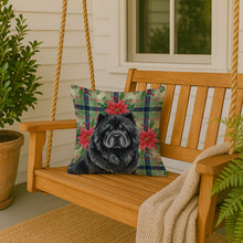 Load image into Gallery viewer, Black Chow Chow Christmas PoinsettIas Throw Pillow