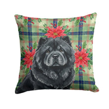 Load image into Gallery viewer, Black Chow Chow Christmas PoinsettIas Throw Pillow
