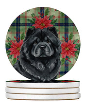 Load image into Gallery viewer, Black Chow Chow Christmas PoinsettIas Large Sandstone Coasters Pack of 4