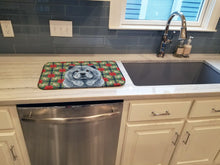Load image into Gallery viewer, Blue Chow Chow Christmas PoinsettIas Dish Drying Mat