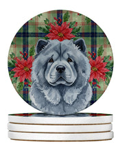 Load image into Gallery viewer, Blue Chow Chow Christmas PoinsettIas Large Sandstone Coasters Pack of 4