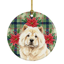 Load image into Gallery viewer, Cream Chow Chow Christmas PoinsettIas Ceramic Ornament