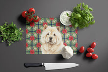 Load image into Gallery viewer, Cream Chow Chow Christmas PoinsettIas Glass Cutting Board