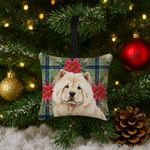 Load image into Gallery viewer, Cream Chow Chow Christmas PoinsettIas Hanging Square Fabric Ornament 3.5 x 3.5