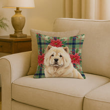 Load image into Gallery viewer, Cream Chow Chow Christmas PoinsettIas Throw Pillow