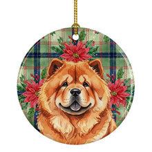 Load image into Gallery viewer, Red Chow Chow Christmas PoinsettIas Ceramic Ornament