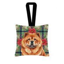Load image into Gallery viewer, Red Chow Chow Christmas PoinsettIas Hanging Square Fabric Ornament 3.5 x 3.5