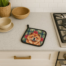 Load image into Gallery viewer, Red Chow Chow Christmas PoinsettIas Pair of Pot Holders