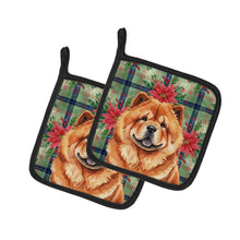 Load image into Gallery viewer, Red Chow Chow Christmas PoinsettIas Pair of Pot Holders