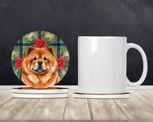 Load image into Gallery viewer, Red Chow Chow Christmas PoinsettIas Large Sandstone Coasters Pack of 4