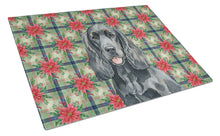 Load image into Gallery viewer, Black Cocker Spaniel Christmas PoinsettIas Glass Cutting Board