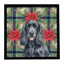 Load image into Gallery viewer, Black Cocker Spaniel Christmas PoinsettIas Framed Metal Print
