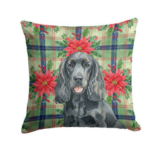 Load image into Gallery viewer, Black Cocker Spaniel Christmas PoinsettIas Throw Pillow