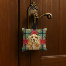 Load image into Gallery viewer, Buff Cocker Spaniel Christmas PoinsettIas Hanging Square Fabric Ornament 3.5 x 3.5