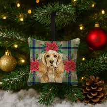 Load image into Gallery viewer, Buff Cocker Spaniel Christmas PoinsettIas Hanging Square Fabric Ornament 3.5 x 3.5