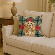 Load image into Gallery viewer, Buff Cocker Spaniel Christmas PoinsettIas Throw Pillow