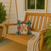 Load image into Gallery viewer, Buff Cocker Spaniel Christmas PoinsettIas Throw Pillow