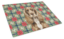 Load image into Gallery viewer, Chocolate Cocker Spaniel Christmas PoinsettIas Glass Cutting Board