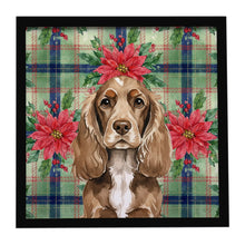 Load image into Gallery viewer, Chocolate Cocker Spaniel Christmas PoinsettIas Framed Metal Print