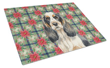 Load image into Gallery viewer, Parti Cocker Spaniel Christmas PoinsettIas Glass Cutting Board