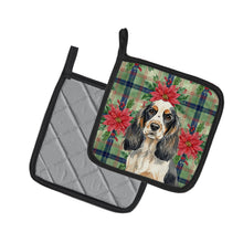 Load image into Gallery viewer, Parti Cocker Spaniel Christmas PoinsettIas Pair of Pot Holders