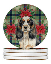 Load image into Gallery viewer, Parti Cocker Spaniel Christmas PoinsettIas Large Sandstone Coasters Pack of 4
