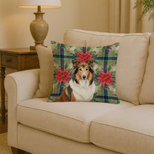 Load image into Gallery viewer, Sable Collie Christmas PoinsettIas Throw Pillow