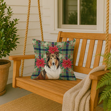 Load image into Gallery viewer, Sable Collie Christmas PoinsettIas Throw Pillow